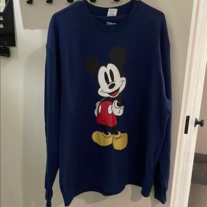 Disney Blue Crew Neck Sweater with Mickey Mouse Graphic